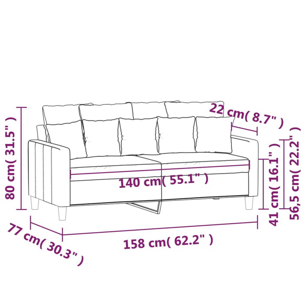 vidaXL Sofa 2-osobowa, brązowa, 140 cm, tapicerowana aksamitem