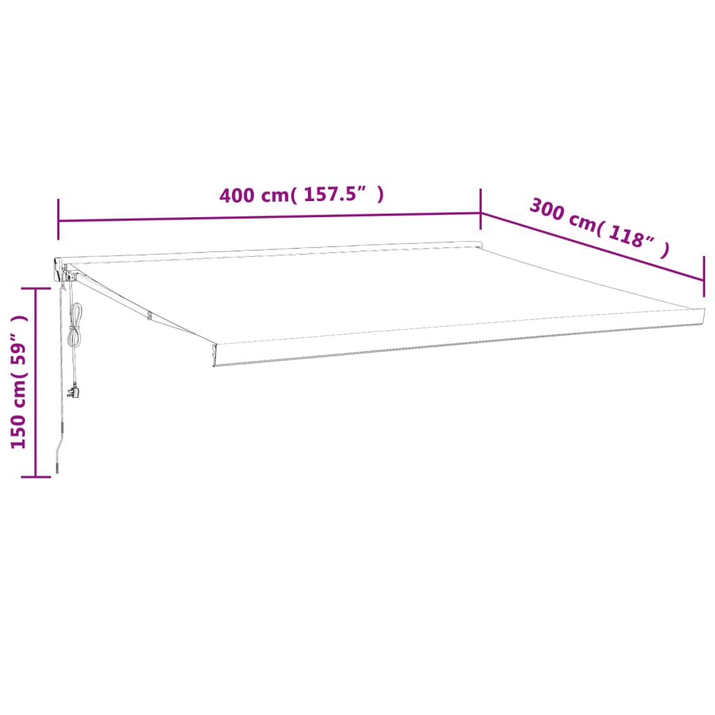 vidaXL Zwijana markiza, żółto-biała, 4x3 m, tkanina i aluminium