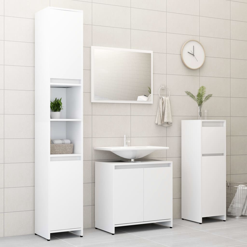 vidaXL 3-cz. zestaw mebli łazienkowych, biały, materiał drewnopochodny