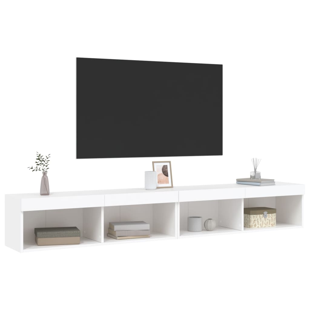 vidaXL Szafki TV, z LED, 2 szt., białe, 100x30x30 cm