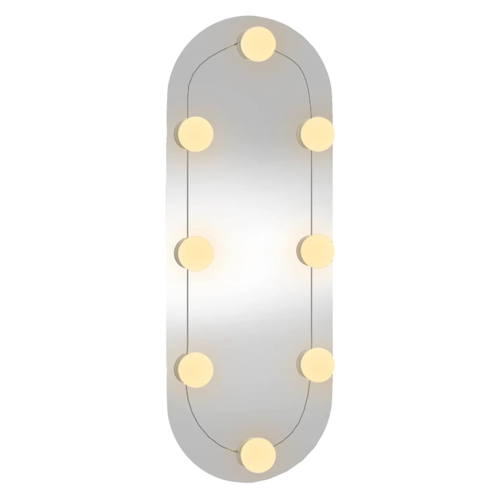 vidaXL Lustro ścienne z LED, 20x50 cm, szklane, owalne