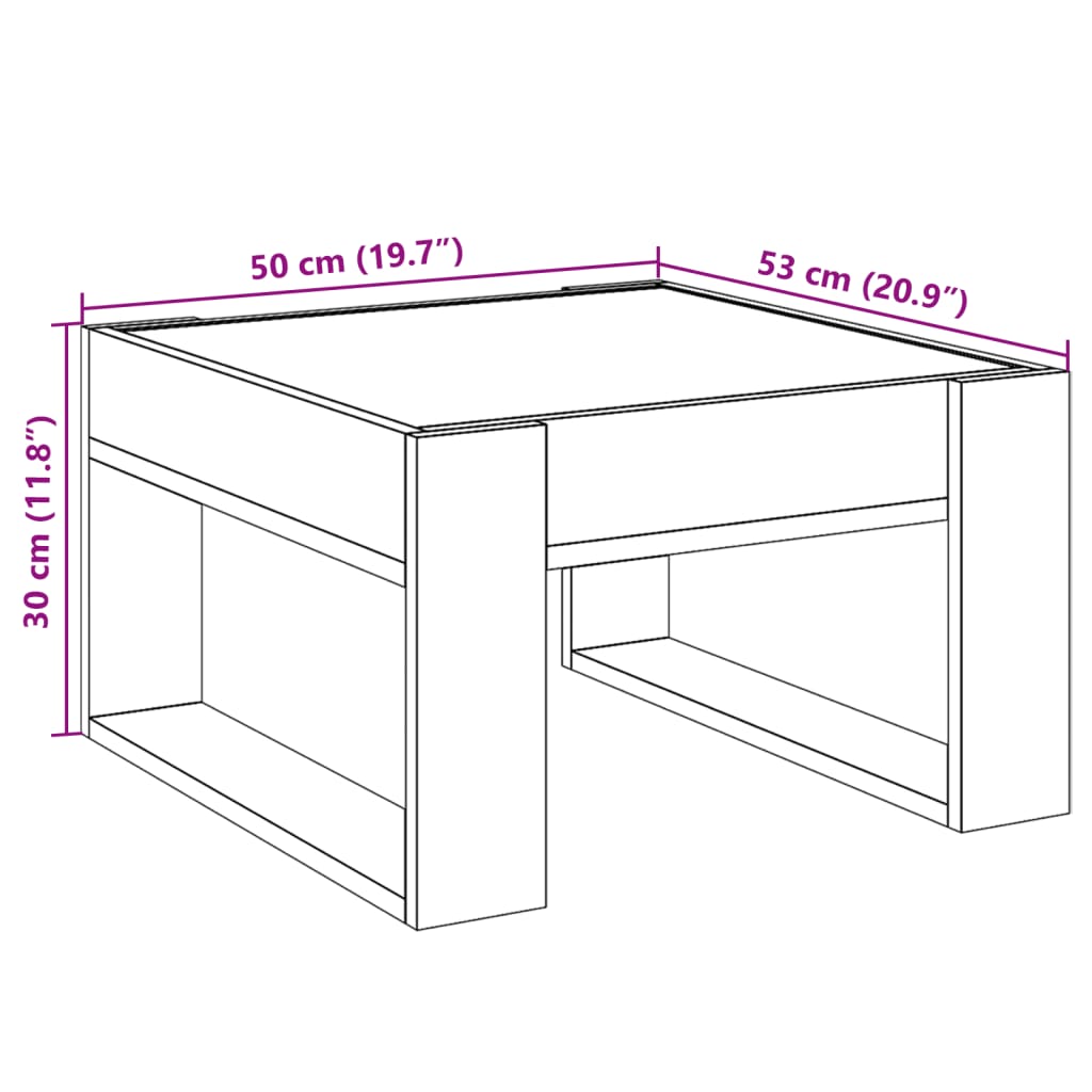 vidaXL Stolik kawowy z LED Infinity, szary dąb sonoma, 50x53x30 cm