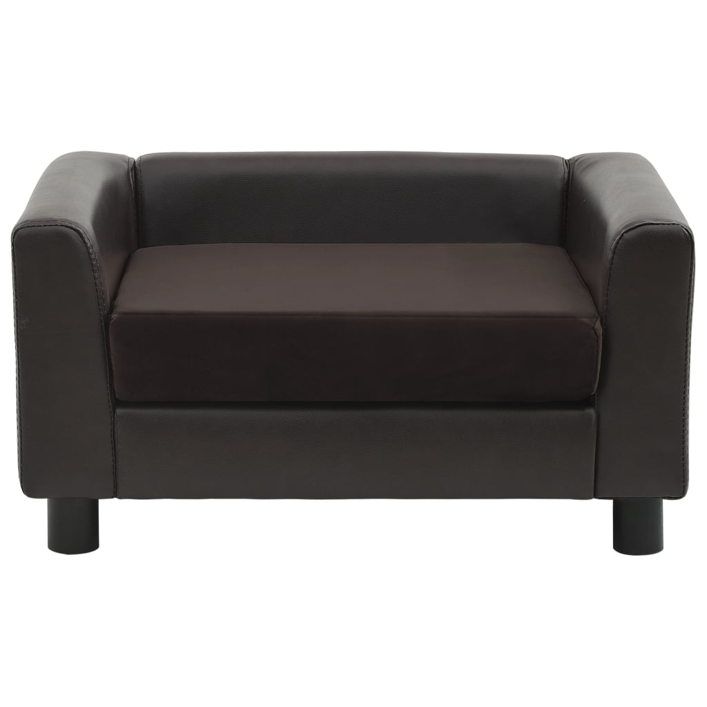 vidaXL Sofa dla psa, brązowa, 60x43x30 cm, plusz i sztuczna skóra