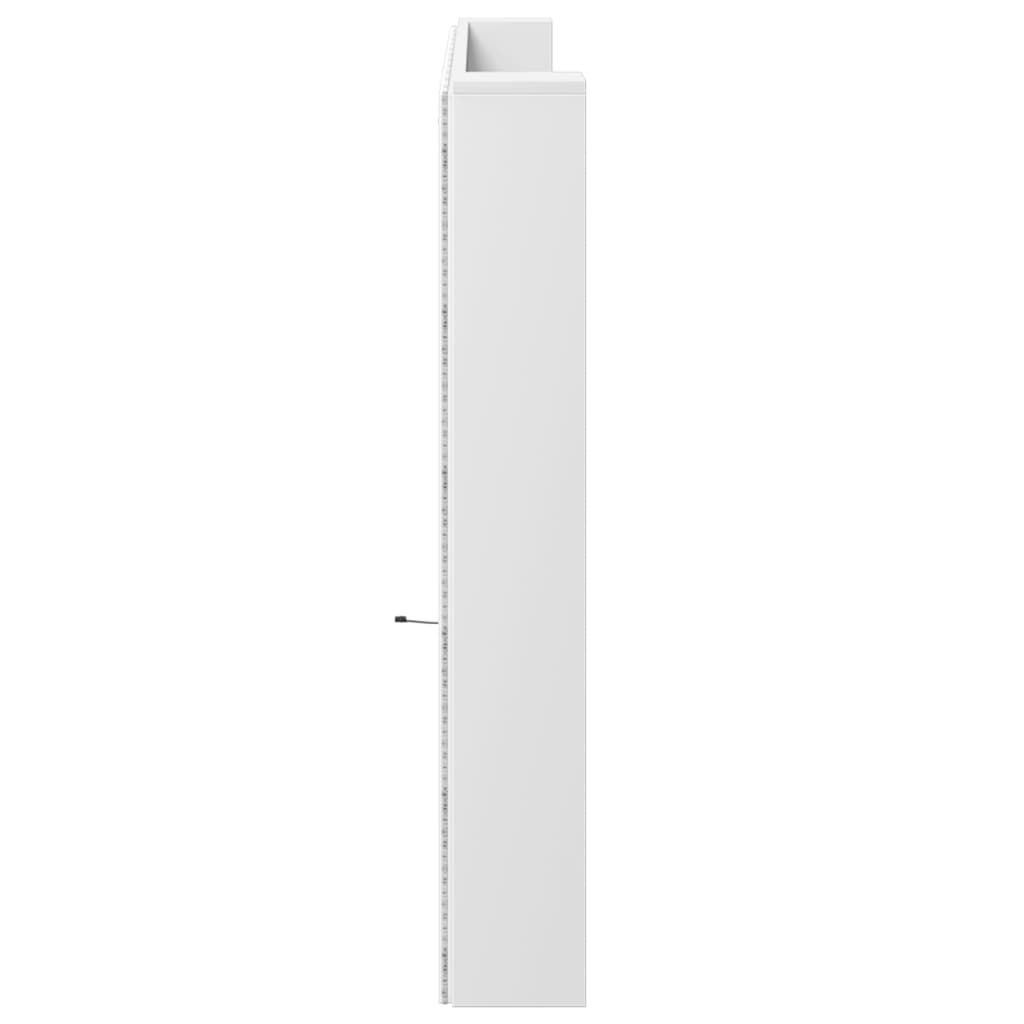 vidaXL Zagłówek z półką i oświetleniem LED, biały, 220x16,5x103,5 cm