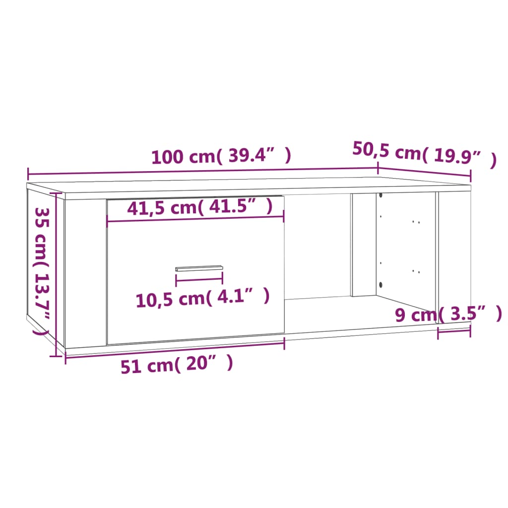 vidaXL Stolik kawowy, brązowy dąb 100x50,5x35, materiał drewnopochodny