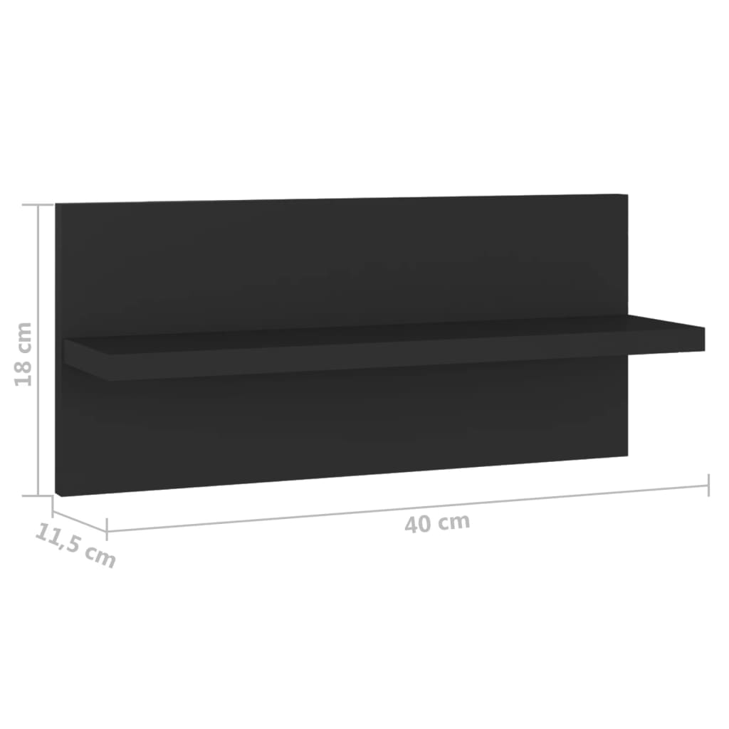 vidaXL Półki ścienne, 4 szt., czarna, 40x11,5x18 cm