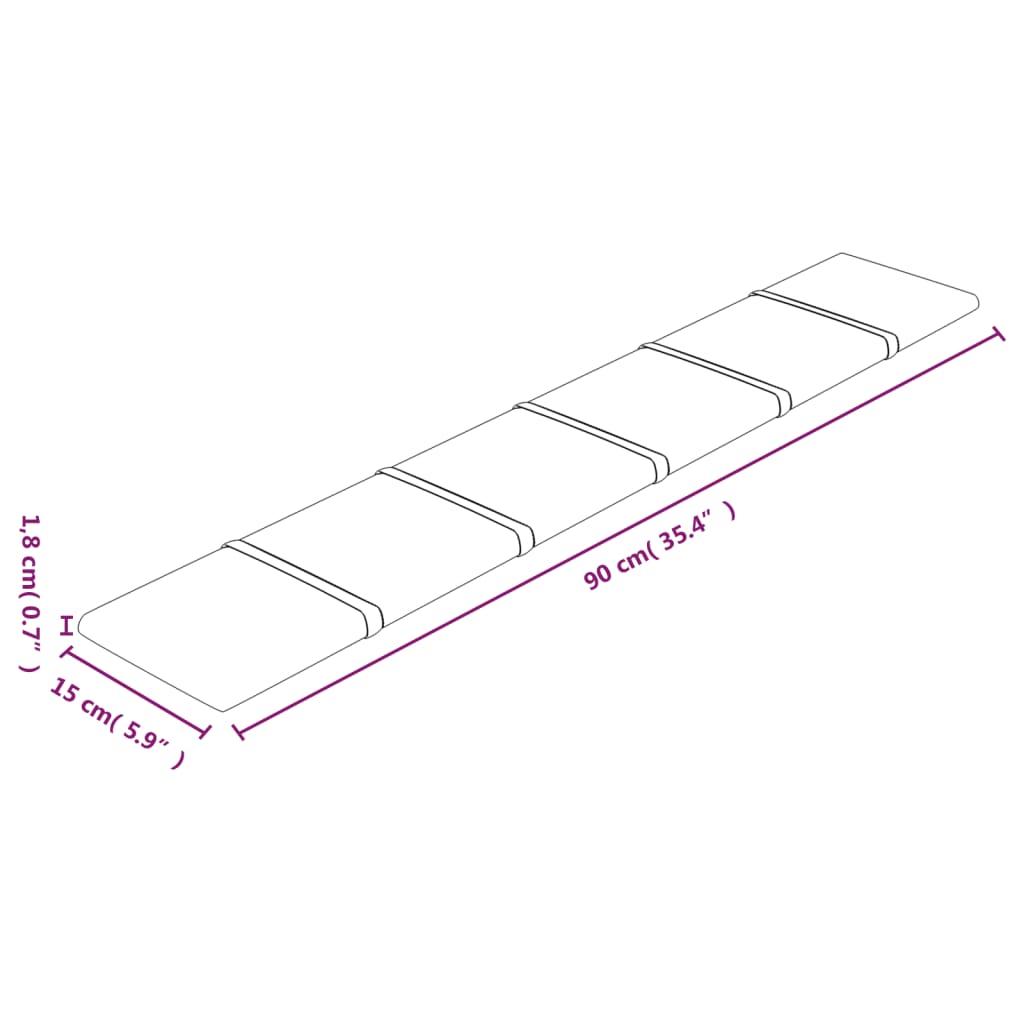 vidaXL Panele ścienne, 12 szt, kolor wina, 90x15 cm, tkanina, 1,62 m²