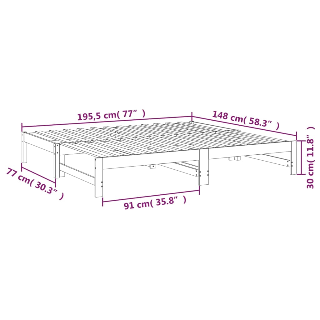 vidaXL Łóżko rozsuwane, białe, 2x(75x190) cm, lite drewno sosnowe