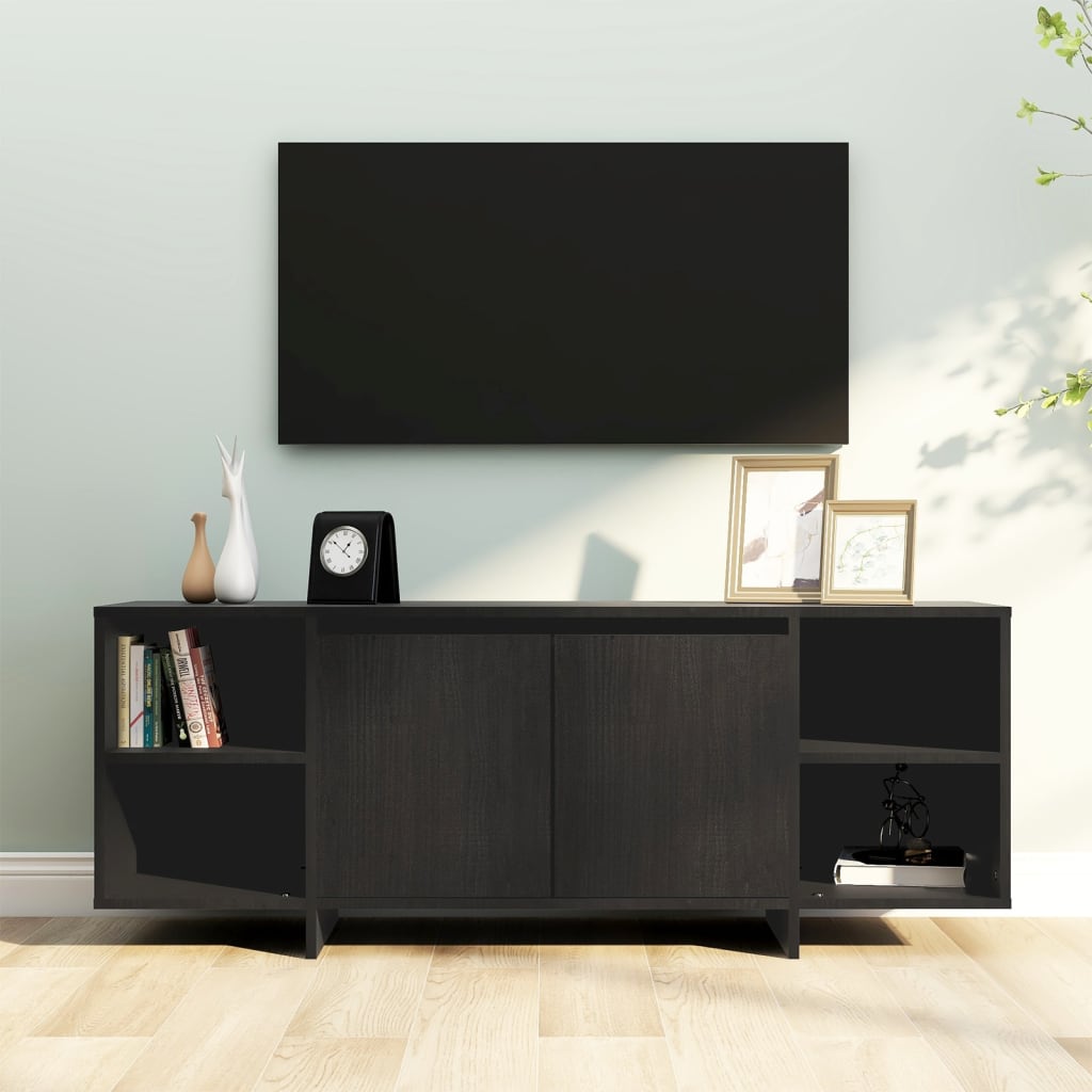 vidaXL Szafka pod TV, czarna, 130x35x50 cm, materiał drewnopochodny