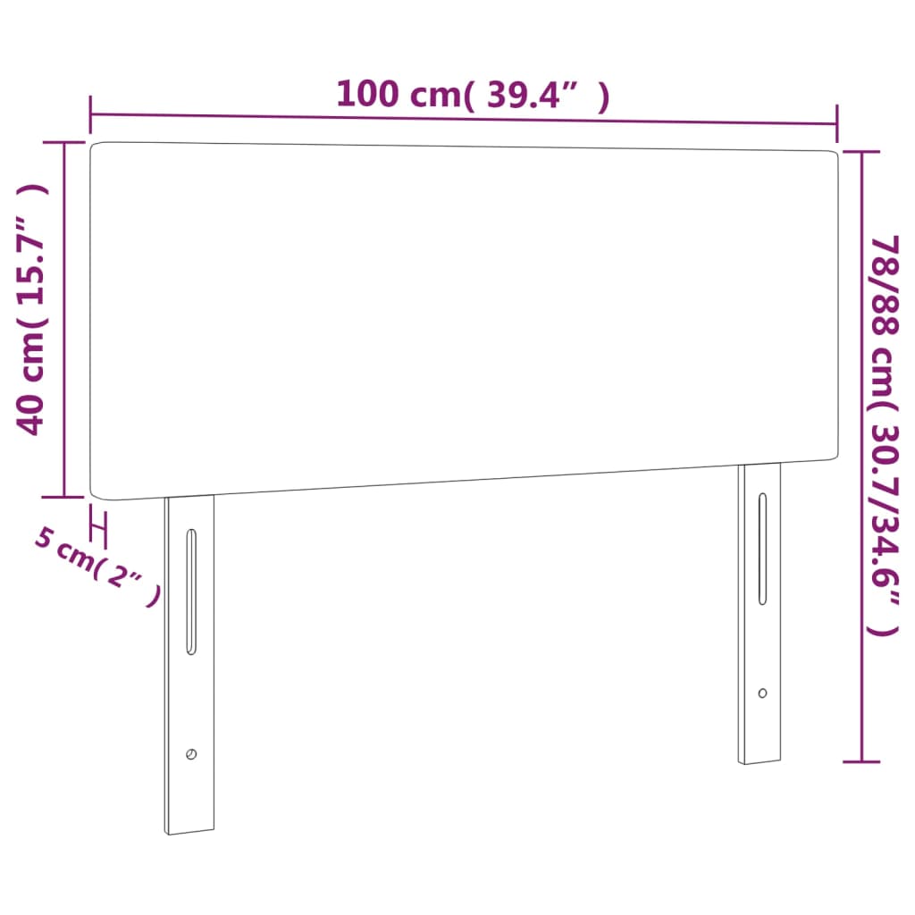 vidaXL Zagłówek do łóżka z LED, brązowy, 100x5x78/88cm, sztuczna skóra