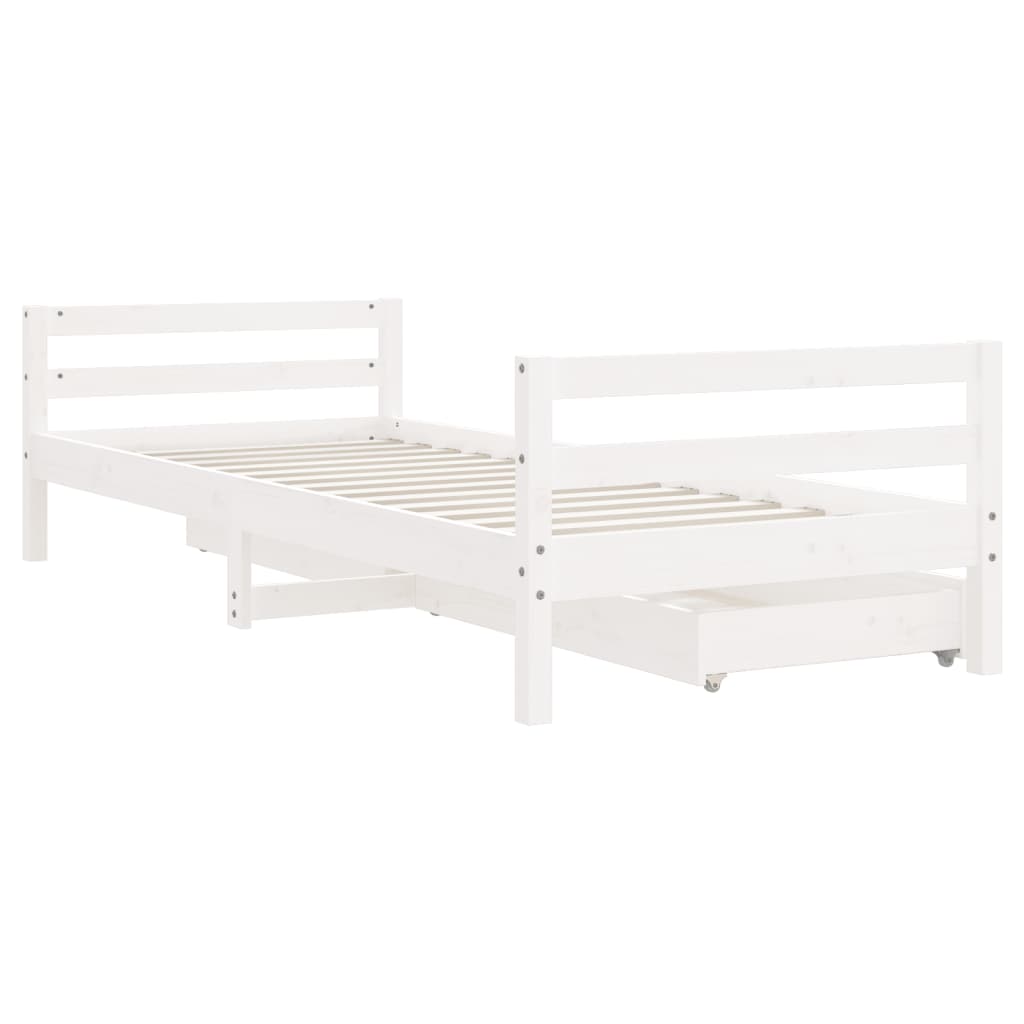 vidaXL Rama łóżka dziecięcego z szufladami, biała, 90x190 cm, sosna
