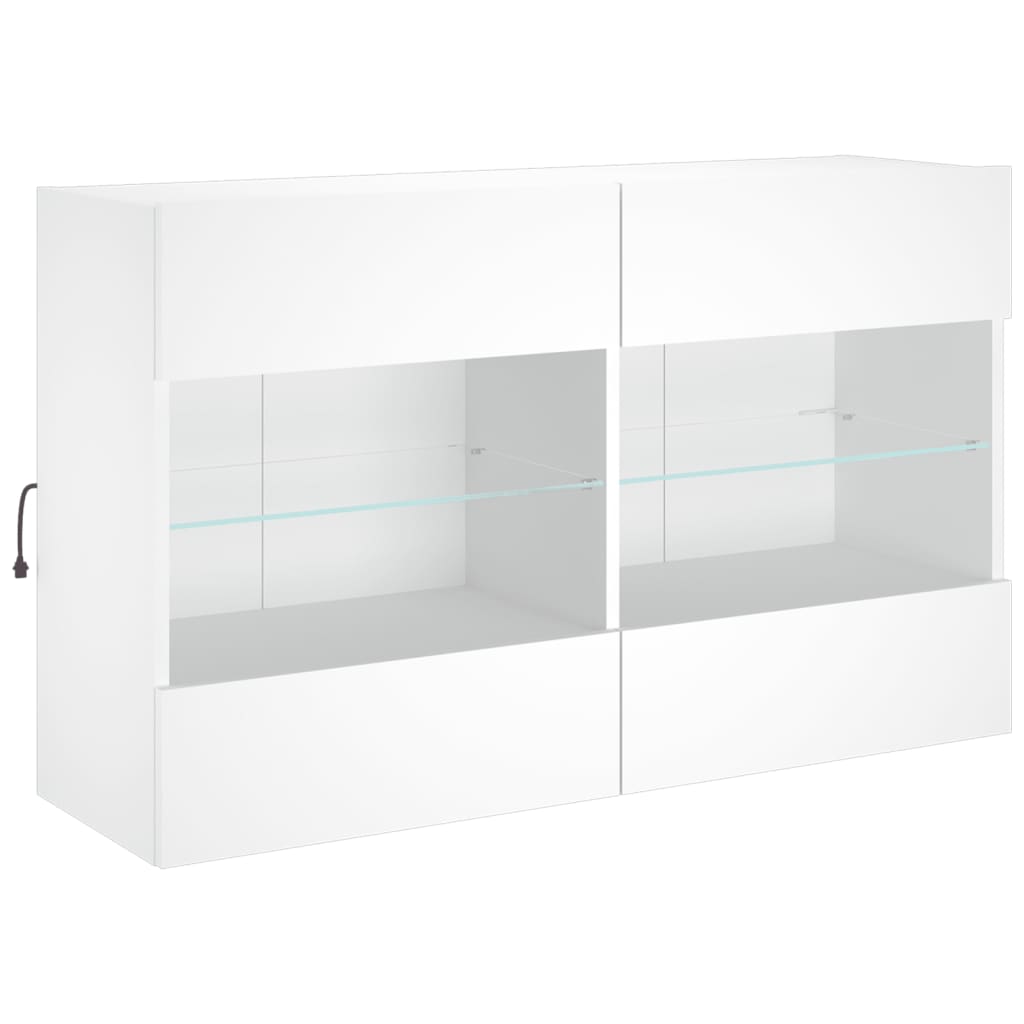 vidaXL Ścienna szafka TV z LED, biała, 98,5x30x60,5 cm