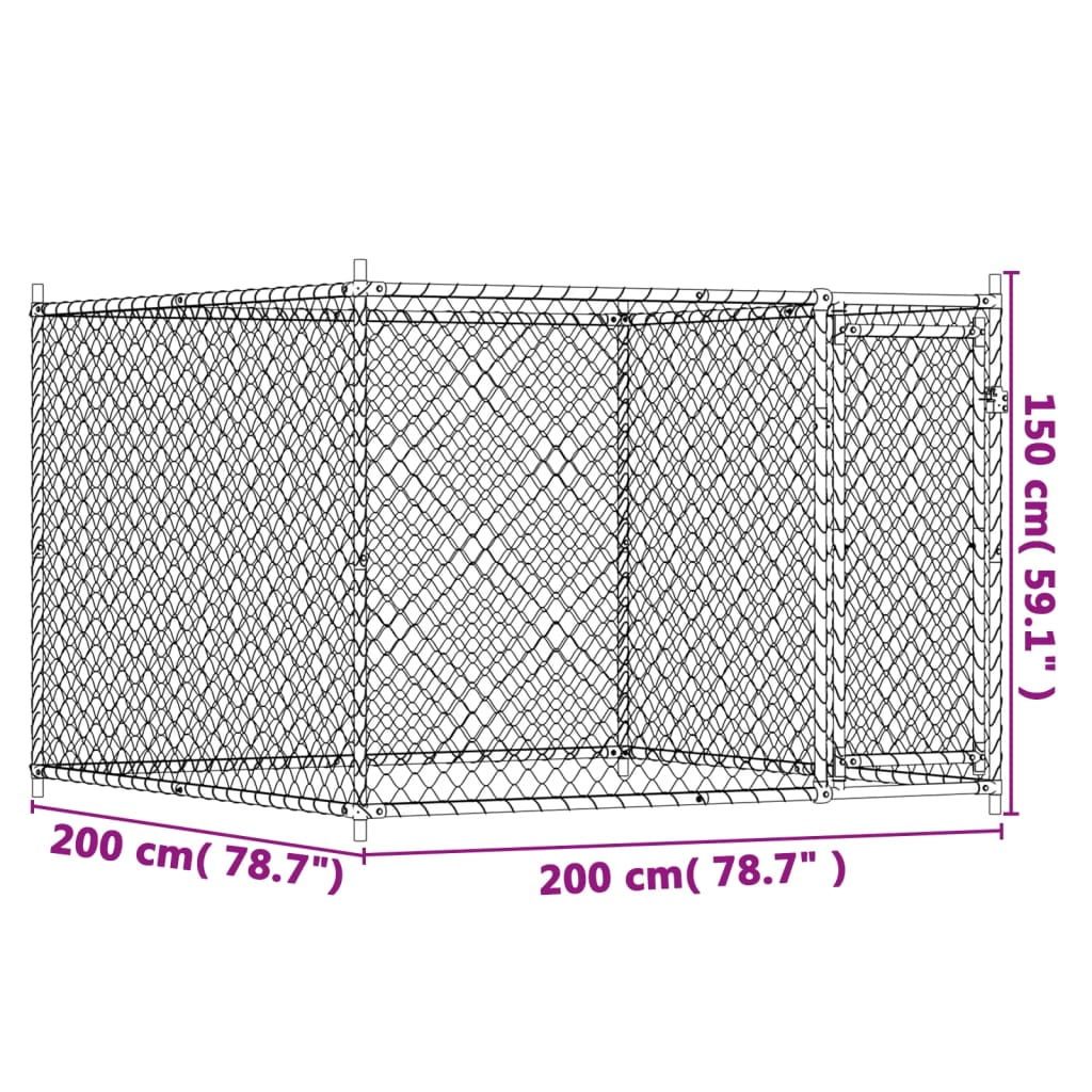 vidaXL Klatka dla psa, z drzwiami, szara, 2x2x1,5 m, stal