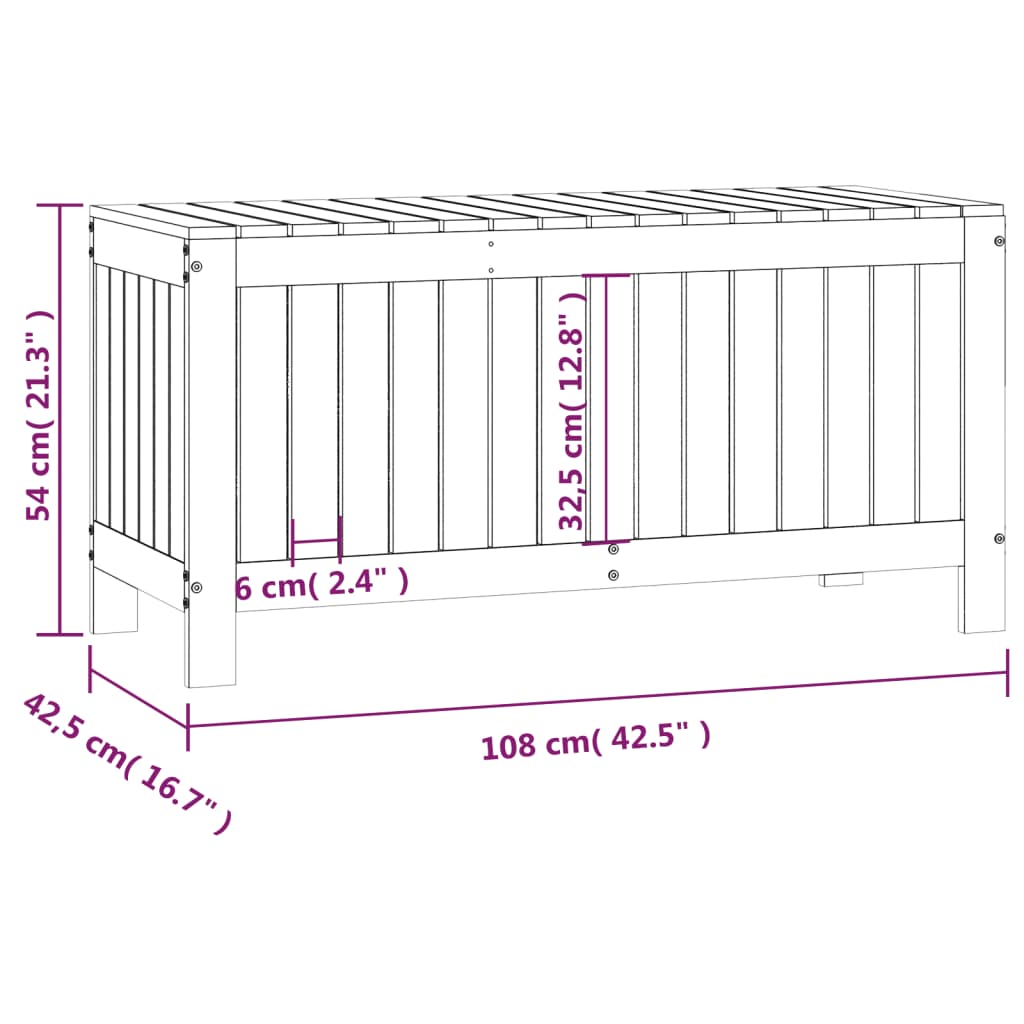 vidaXL Skrzynia ogrodowa, czarna, 108x42,5x54 cm, lite drewno sosnowe