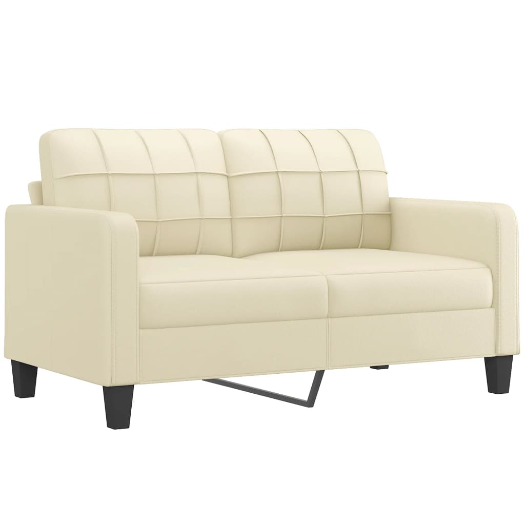 vidaXL 2-osobowa sofa, kremowy, 140 cm, sztuczna skóra