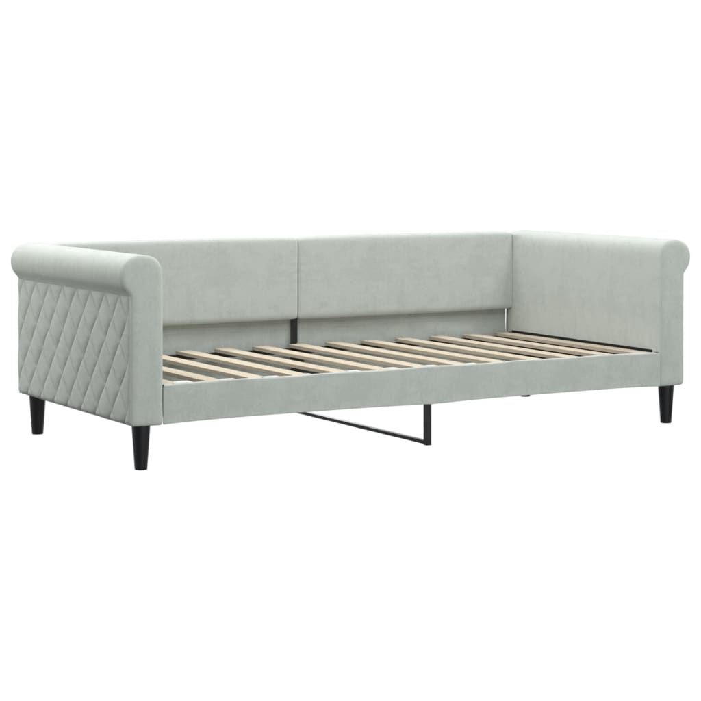 vidaXL Sofa rozsuwana z szufladami, jasnoszara, 90x200 cm, aksamit