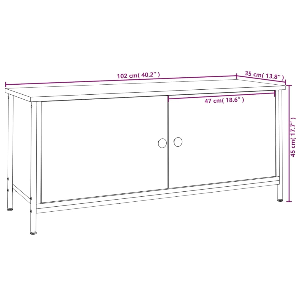 vidaXL Szafka pod TV, czarna, 102x35x45 cm, materiał drewnopochodny