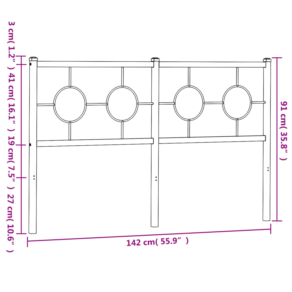 vidaXL Metalowe wezgłowie, czarne, 135 cm