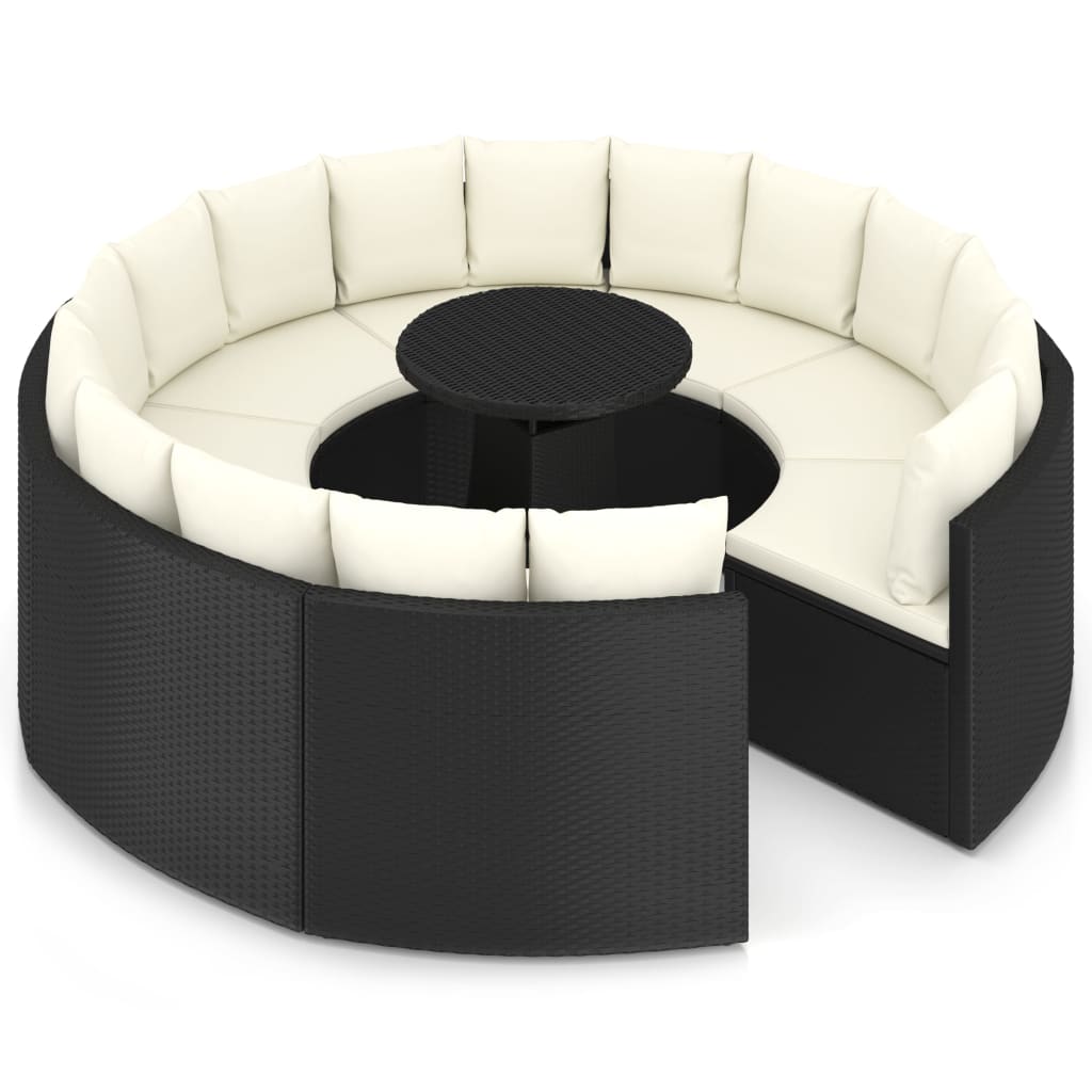 vidaXL 9-częściowa sofa ogrodowa z poduszkami, rattan PE, czarna