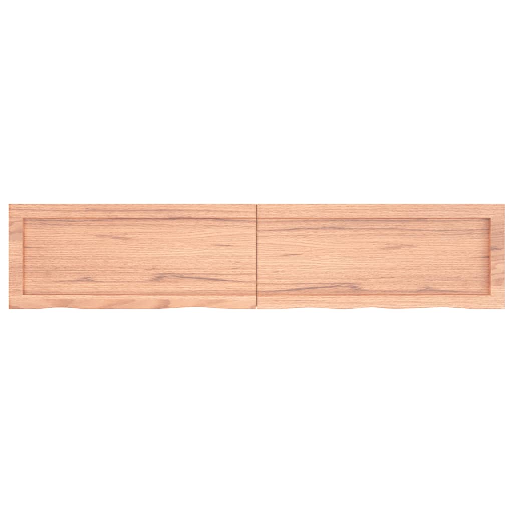 vidaXL Półka, brązowa, 140x30x(2-4) cm, lakierowane lite drewno dębowe