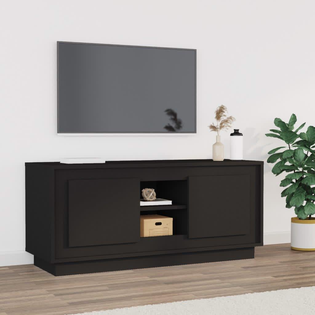 vidaXL Szafka pod TV, czarna, 102x35x45 cm, materiał drewnopochodny