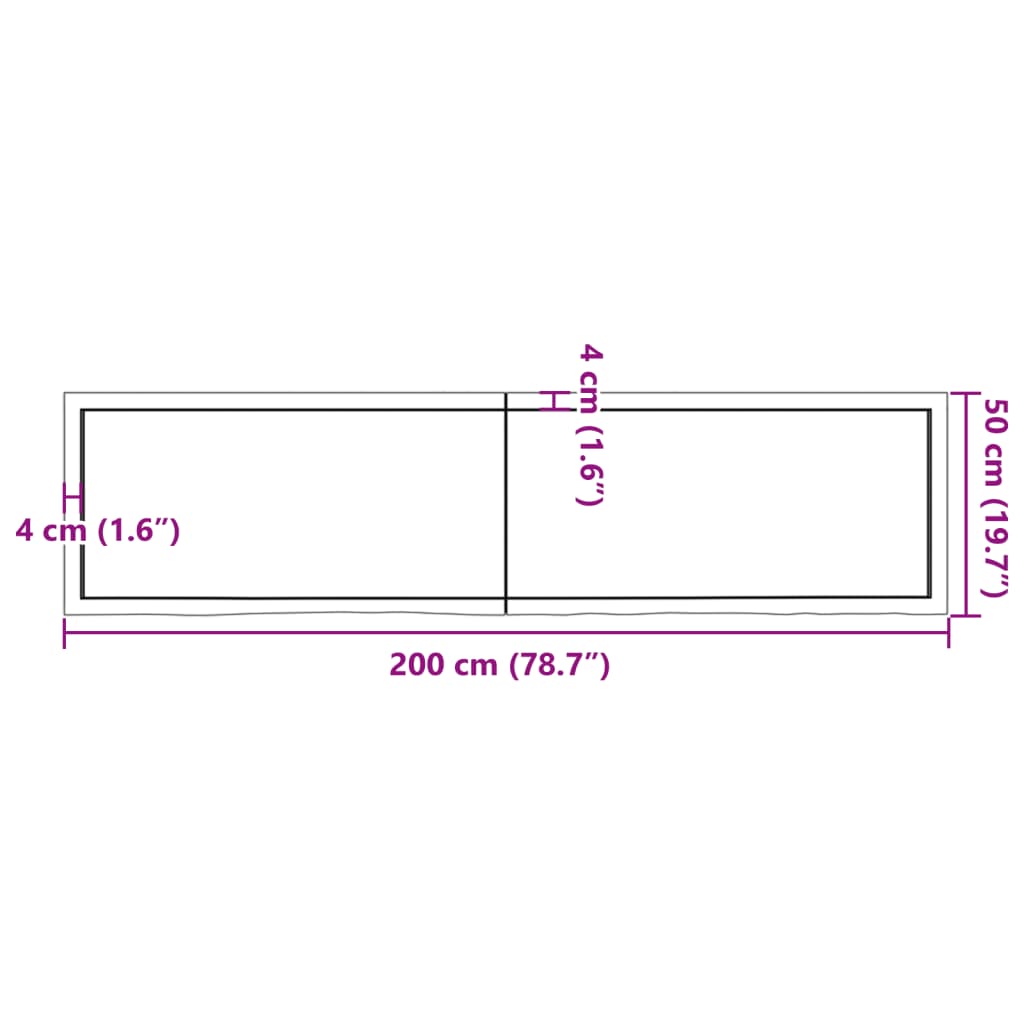 vidaXL Blat do łazienki, jasnobrązowy, 200x50x(2-4) cm, lite drewno