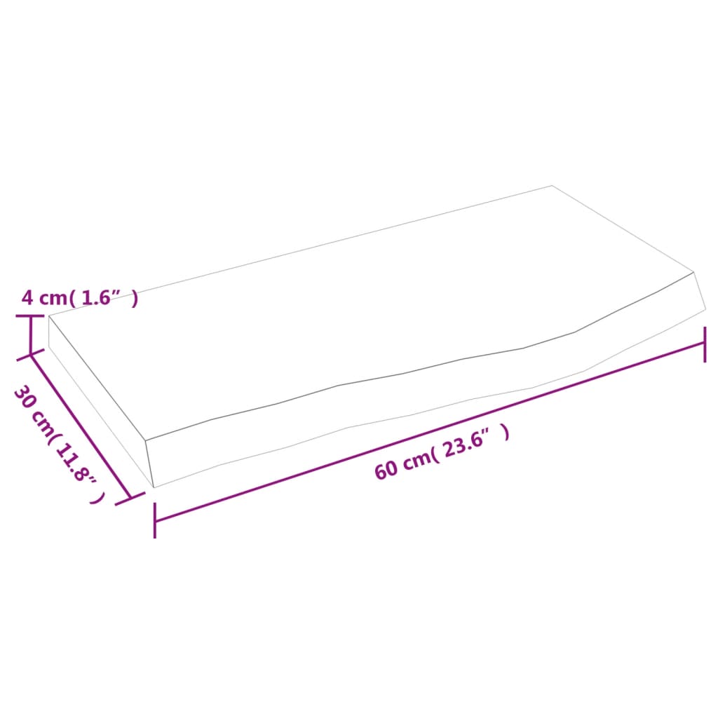 vidaXL Blat do łazienki, 60x30x(2-4) cm, surowe, lite drewno