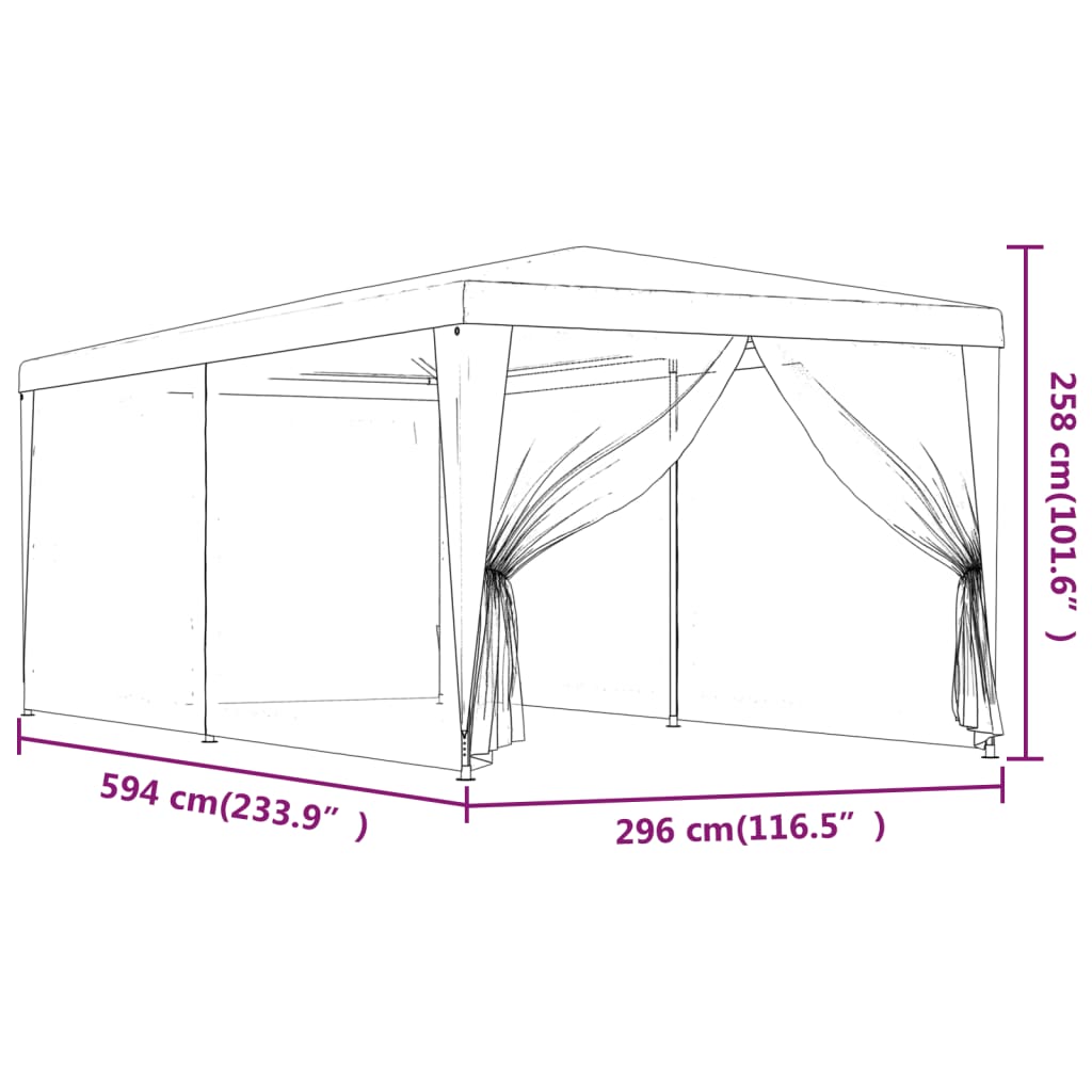 vidaXL Namiot imprezowy z 6 ścianami z siatki, antracyt, 3x6 m, HDPE