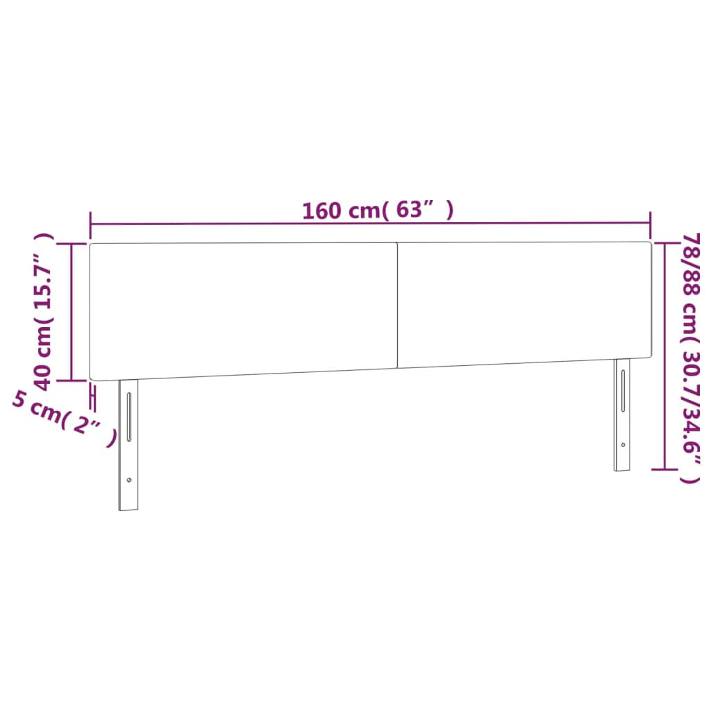 vidaXL Zagłówek do łóżka z LED, jasnoszary, 160x5x78/88 cm, aksamit