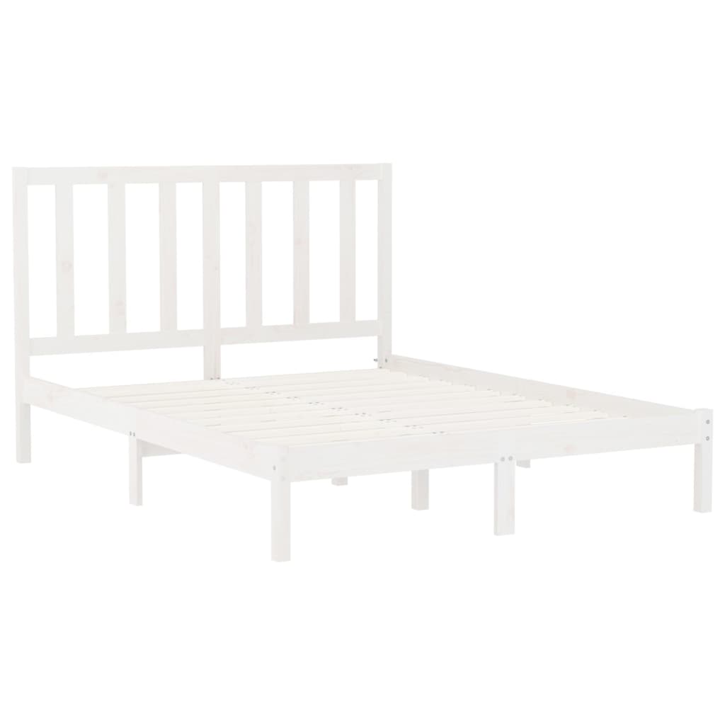 vidaXL Rama łóżka, biała, lite drewno, 140x200 cm