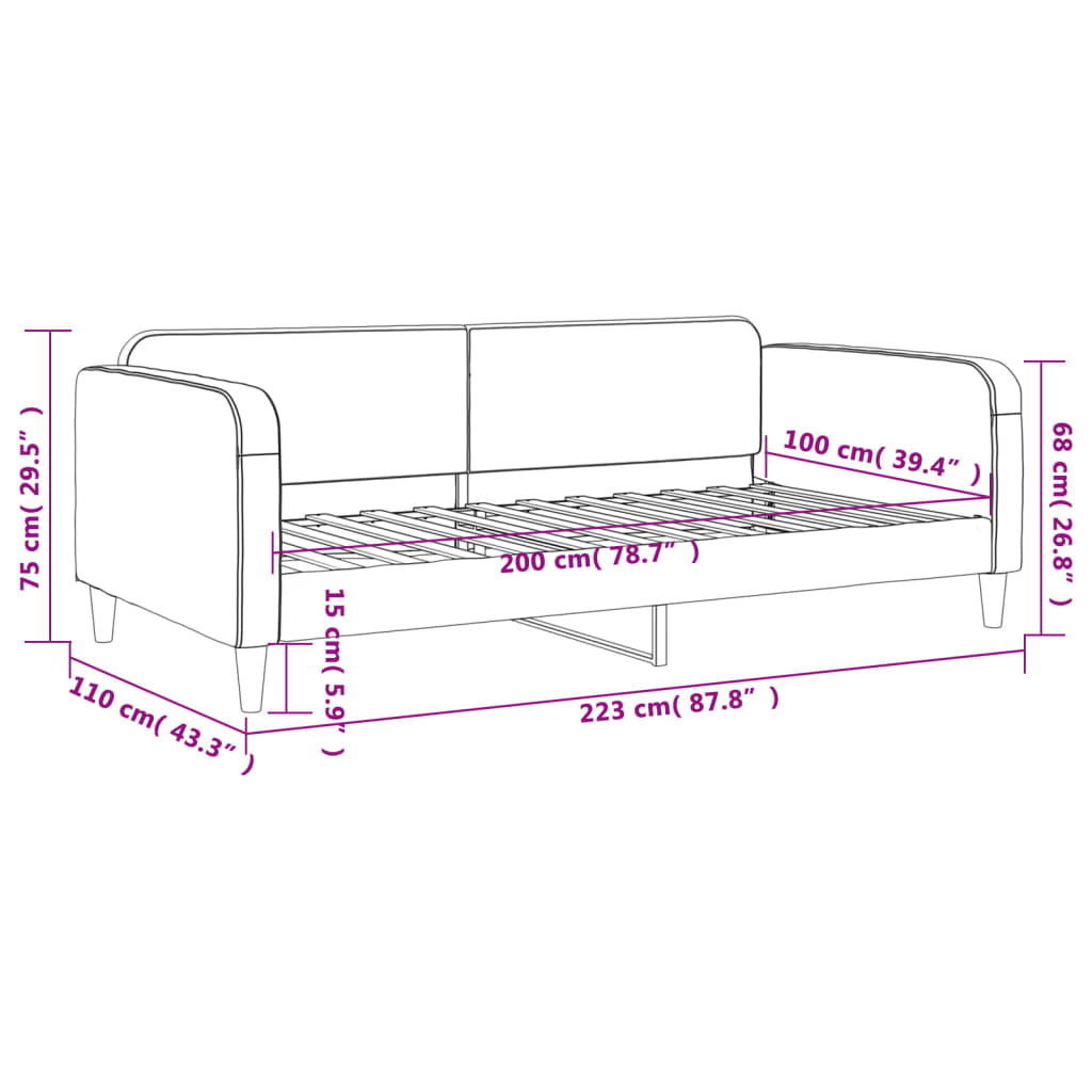 vidaXL Sofa z funkcją spania, czarna, 100x200 cm, obita tkaniną