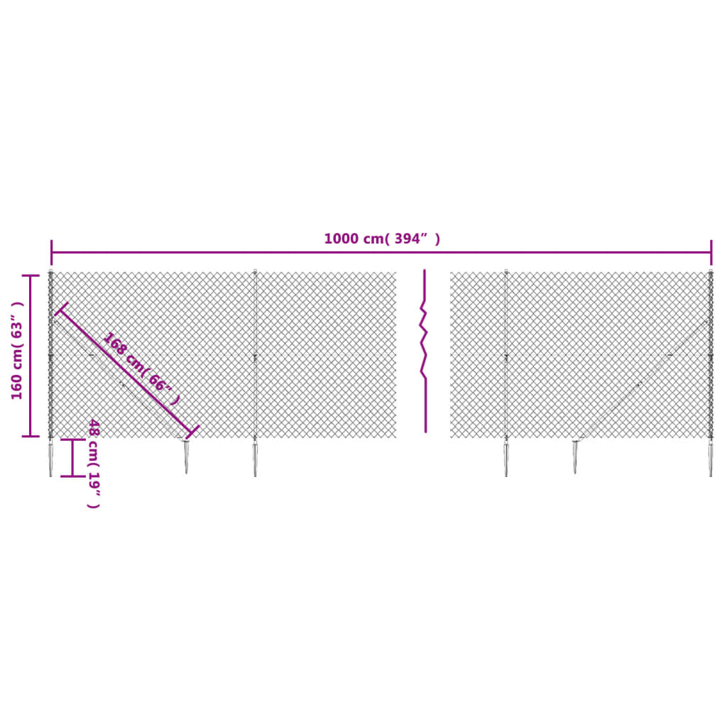 vidaXL Ogrodzenie z siatki, z kotwami, zielone, 1,6x10 m