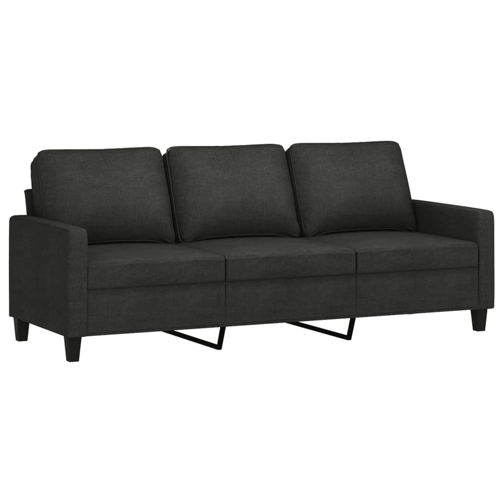 vidaXL 3-osobowa sofa z podnóżkiem, czarna, 180 cm, tkaniną