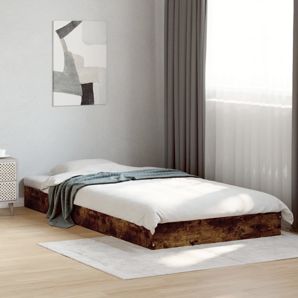 vidaXL Rama łóżka, przydymiony dąb, 90x190 cm, materiał drewnopochodny