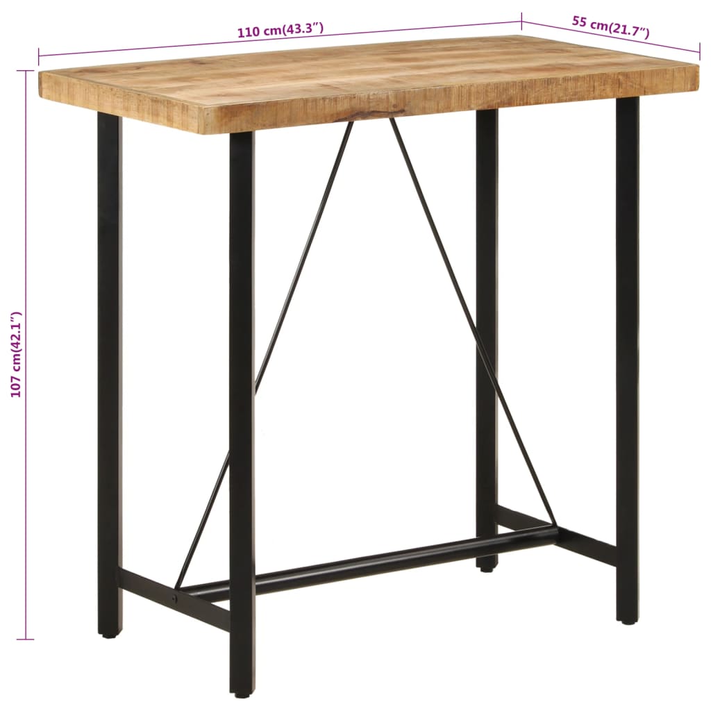 vidaXL Stolik barowy, 110x55x107 cm, lite drewno mango i żelazo