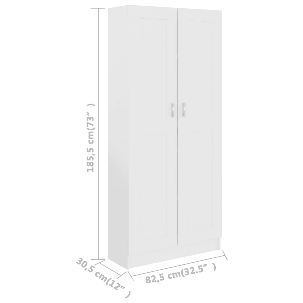 vidaXL Szafa, biała, 82,5x30,5x185,5 cm, materiał drewnopochodny