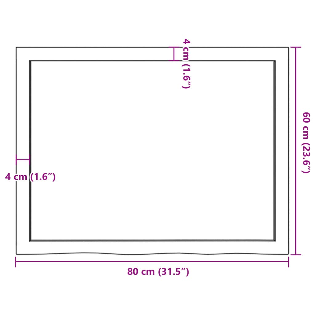 vidaXL Półka, brązowa, 80x60x(2-4) cm, lakierowane lite drewno dębowe