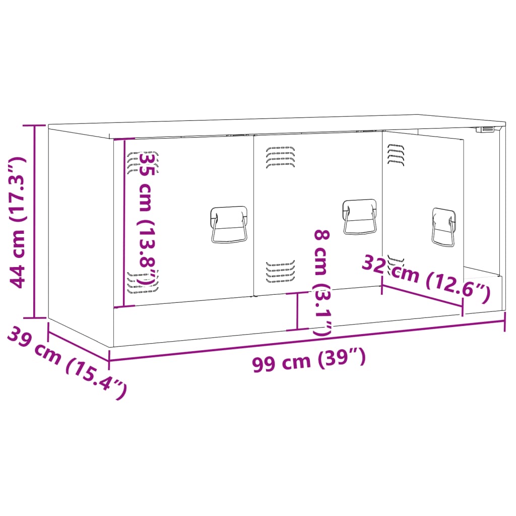 vidaXL Szafka pod telewizor, oliwkowa, 99x39x44 cm, stalowa