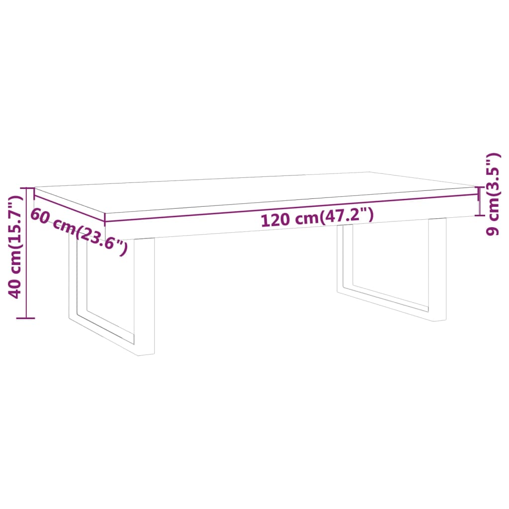 vidaXL Stolik kawowy, ciemnobrązowo-czarny, 120x60x40 cm, MDF i żelazo