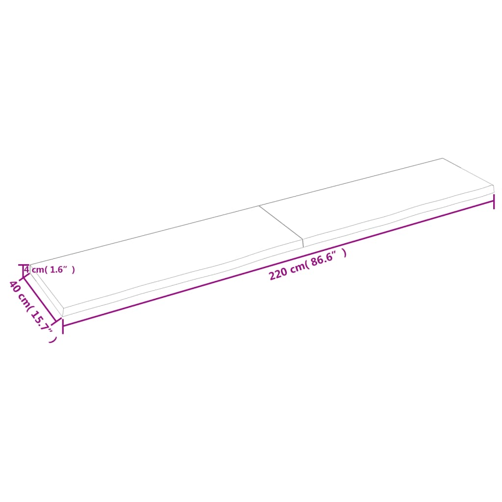 vidaXL Blat do łazienki, ciemnobrązowy, 220x40x(2-4) cm, lite drewno