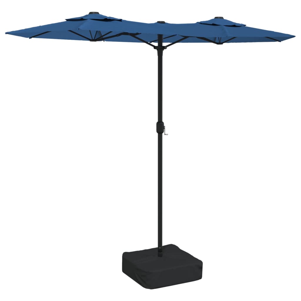 vidaXL Podwójny parasol ogrodowy z LED, niebieski, 316x240 cm