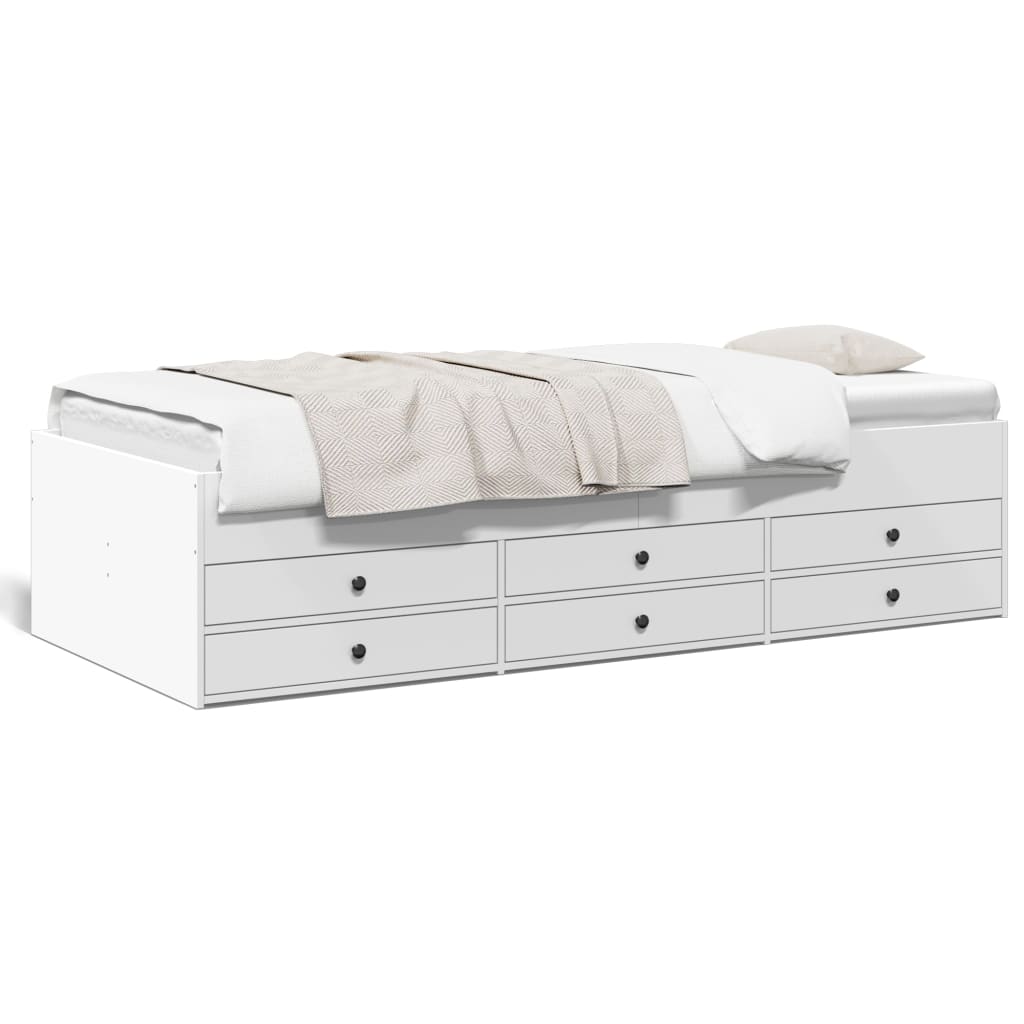 vidaXL Rama łóżka dziennego z szufladami, biała, 75x190 cm