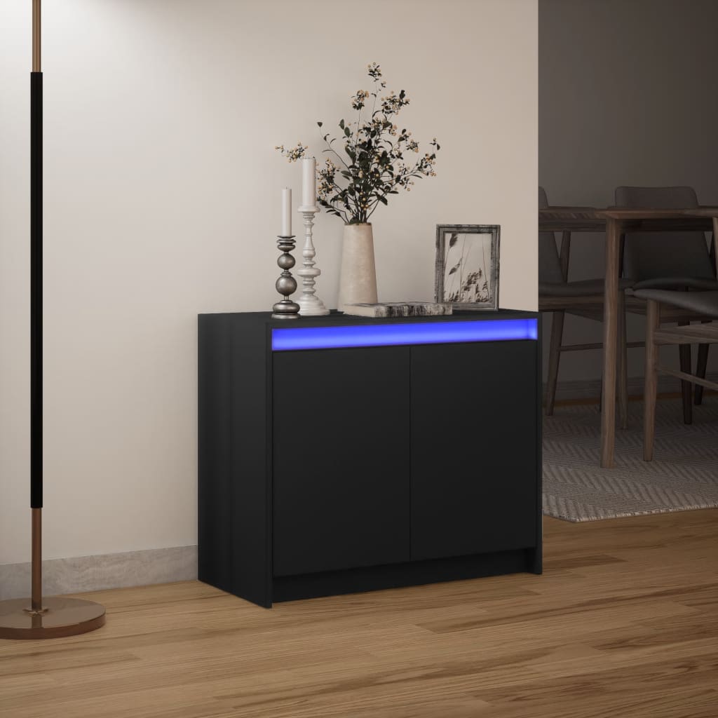 vidaXL Szafka z LED, czarna, 72x34x61 cm, materiał drewnopochodny