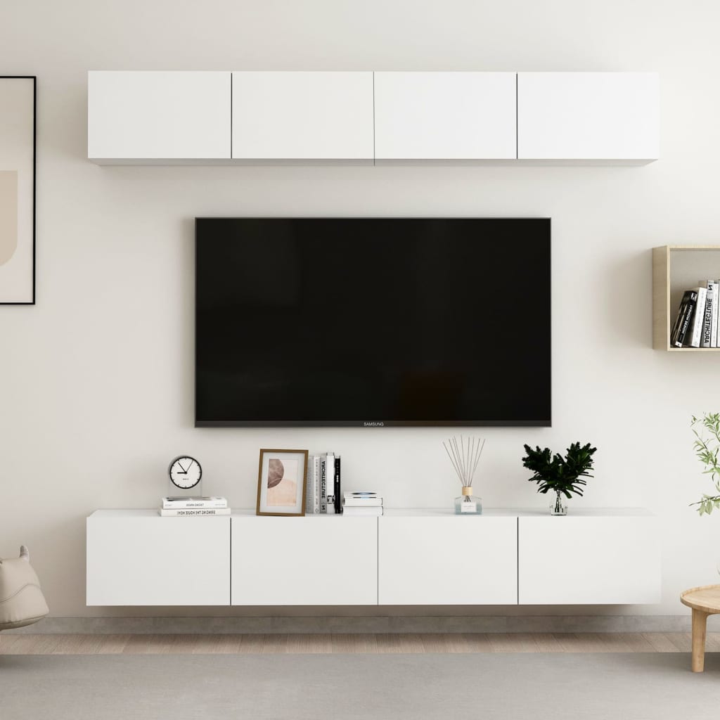 vidaXL Szafki TV, 4 szt., białe, 100x30x30 cm, materiał drewnopochodny