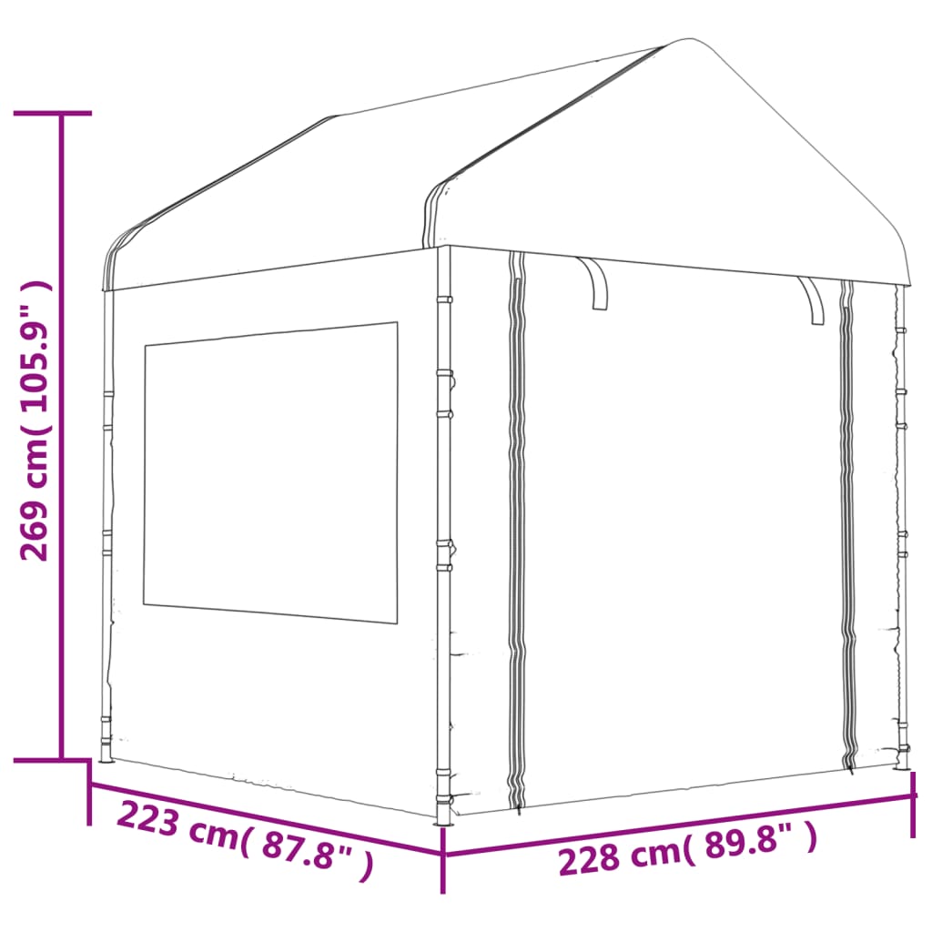 vidaXL Namiot ogrodowy z dachem, biały, 17,84x2,28x2,69 m, polietylen