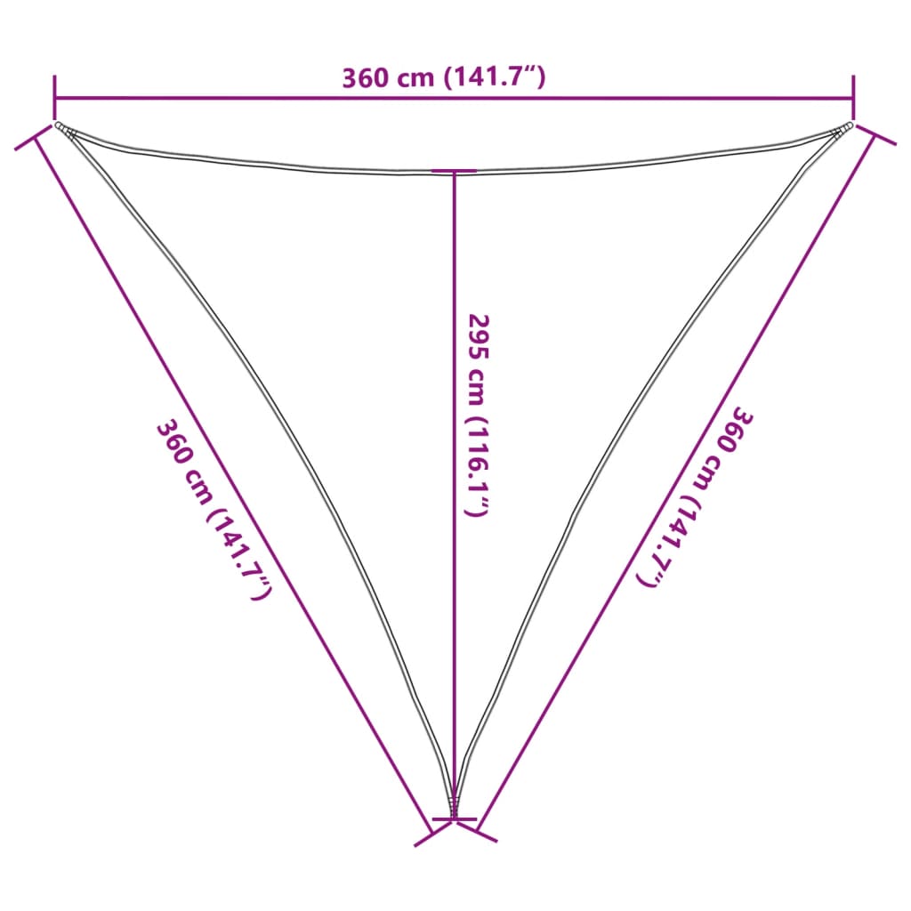 vidaXL Żagiel przeciwsłoneczny, jasnoszary, 3,6x3,6x3,6 m, poliester