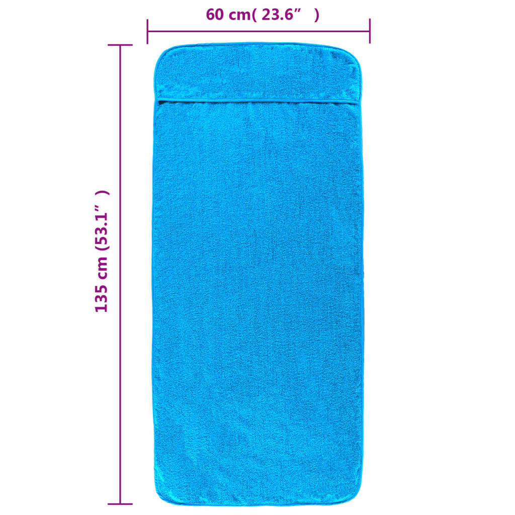 vidaXL Ręczniki plażowe, 6 szt., turkusowe, 60x135 cm, 400 g/m²