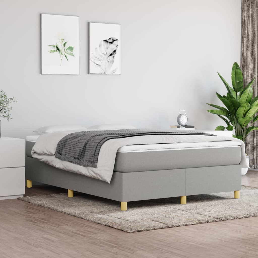vidaXL Rama łóżka, jasnoszara, 140x190 cm, obita tkaniną