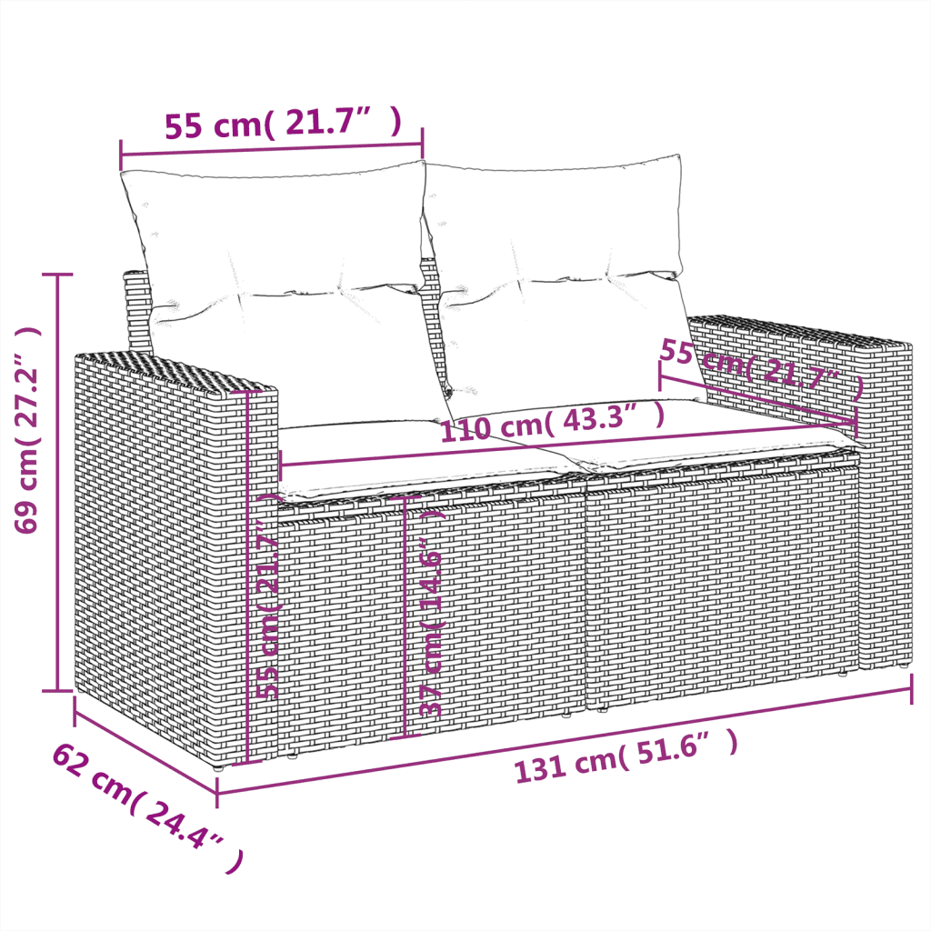 vidaXL 11-cz. zestaw mebli ogrodowych z poduszkami, szary rattan PE