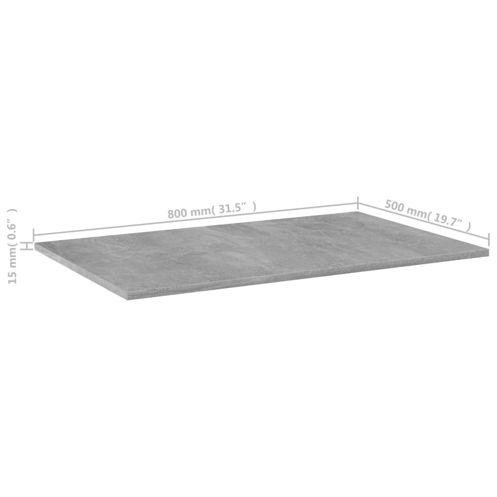 vidaXL Półki na książki, 4 szt., szarość betonu, 80x50x1,5 cm